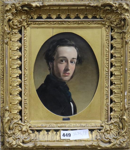 19th century English School, oil on canvas, portrait of a gentleman, 22 x 17cm